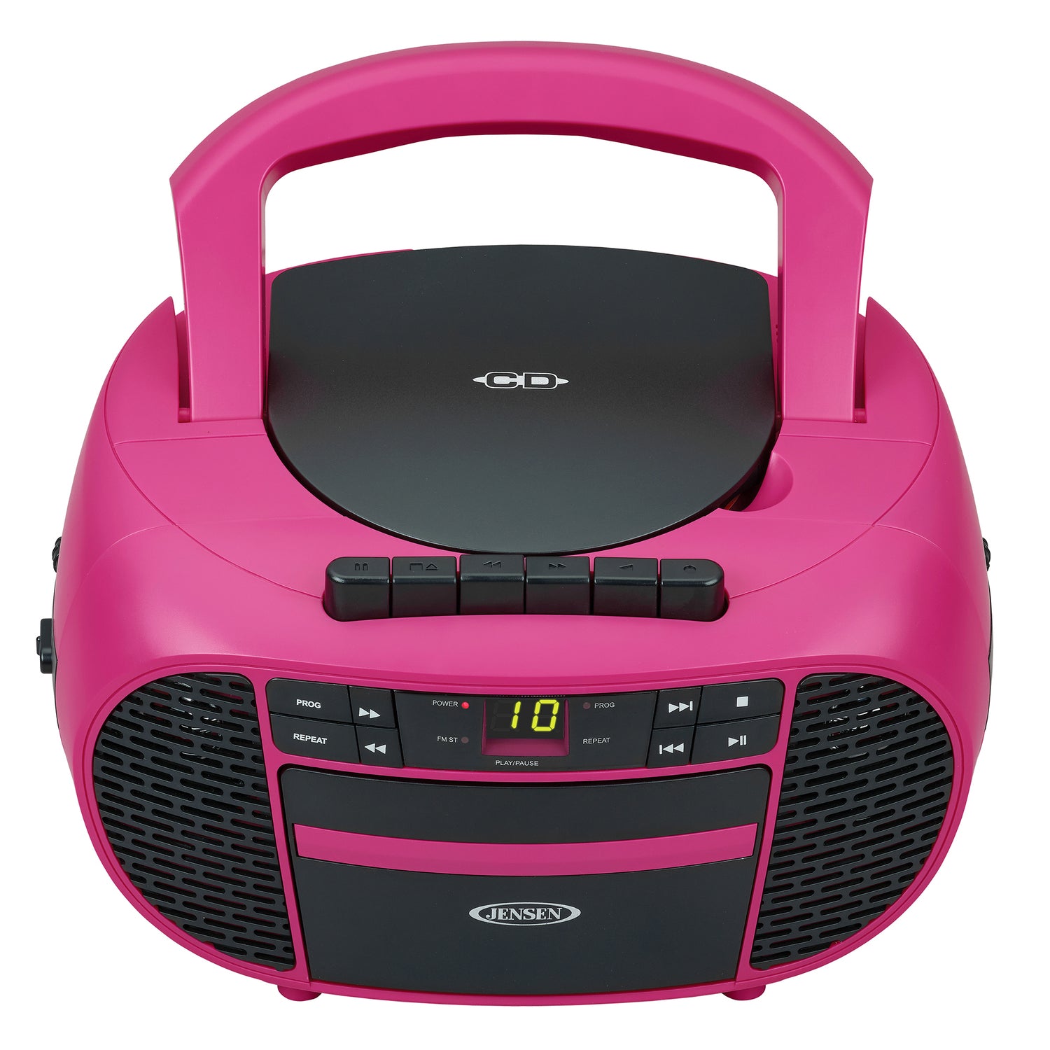Jensen Portable CD Music System with Cassette Player/Recorder and AM/FM Stereo Radio, CD-550, Magenta/Black