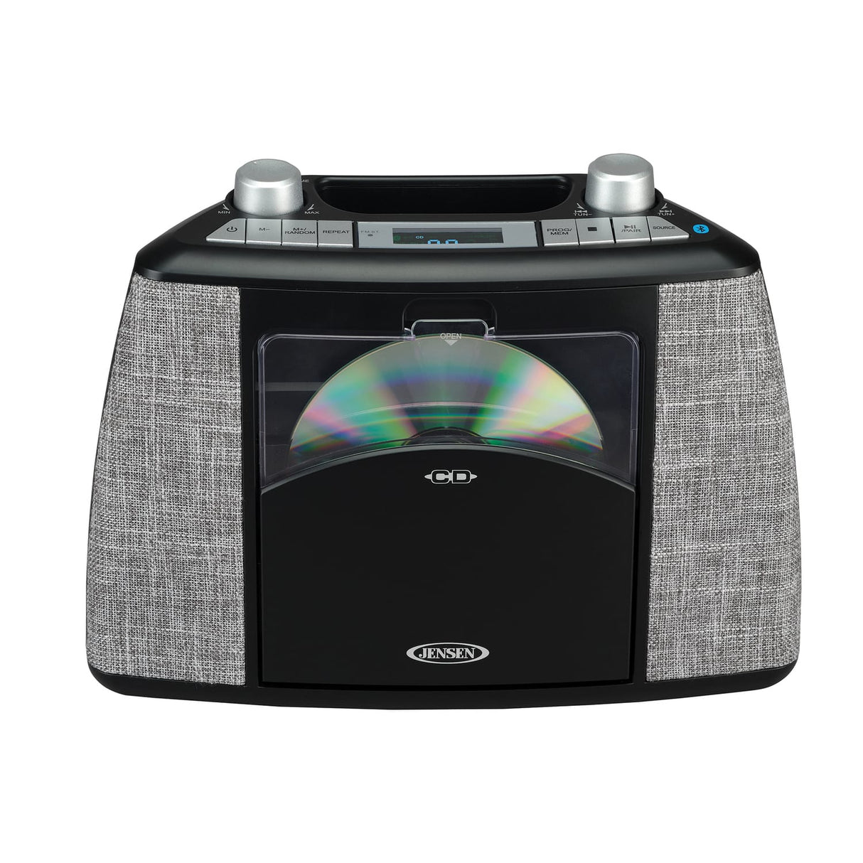 Jensen Portable Bluetooth CD Music System with FM Radio, CD-565, Black