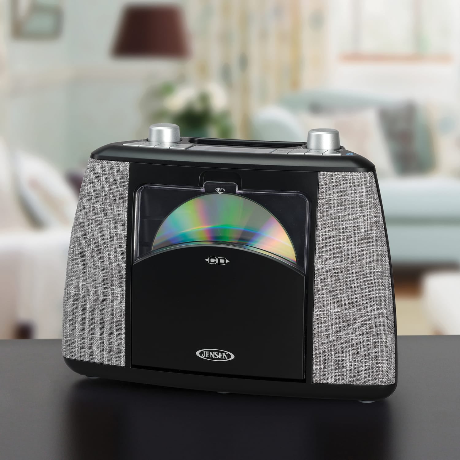 Jensen Portable Bluetooth CD Music System with FM Radio, CD-565, Black