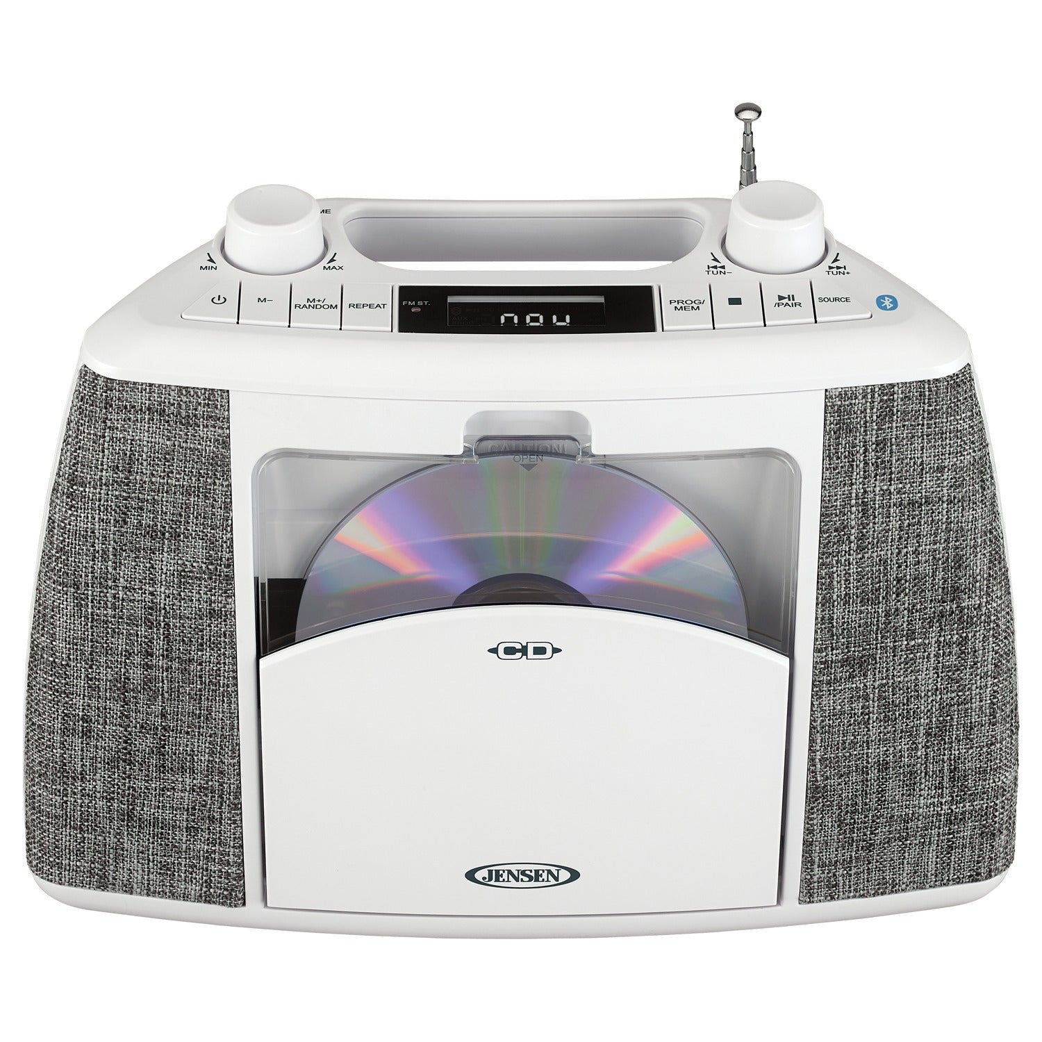 Jensen Portable Bluetooth CD Music System with FM Radio, CD-565, White