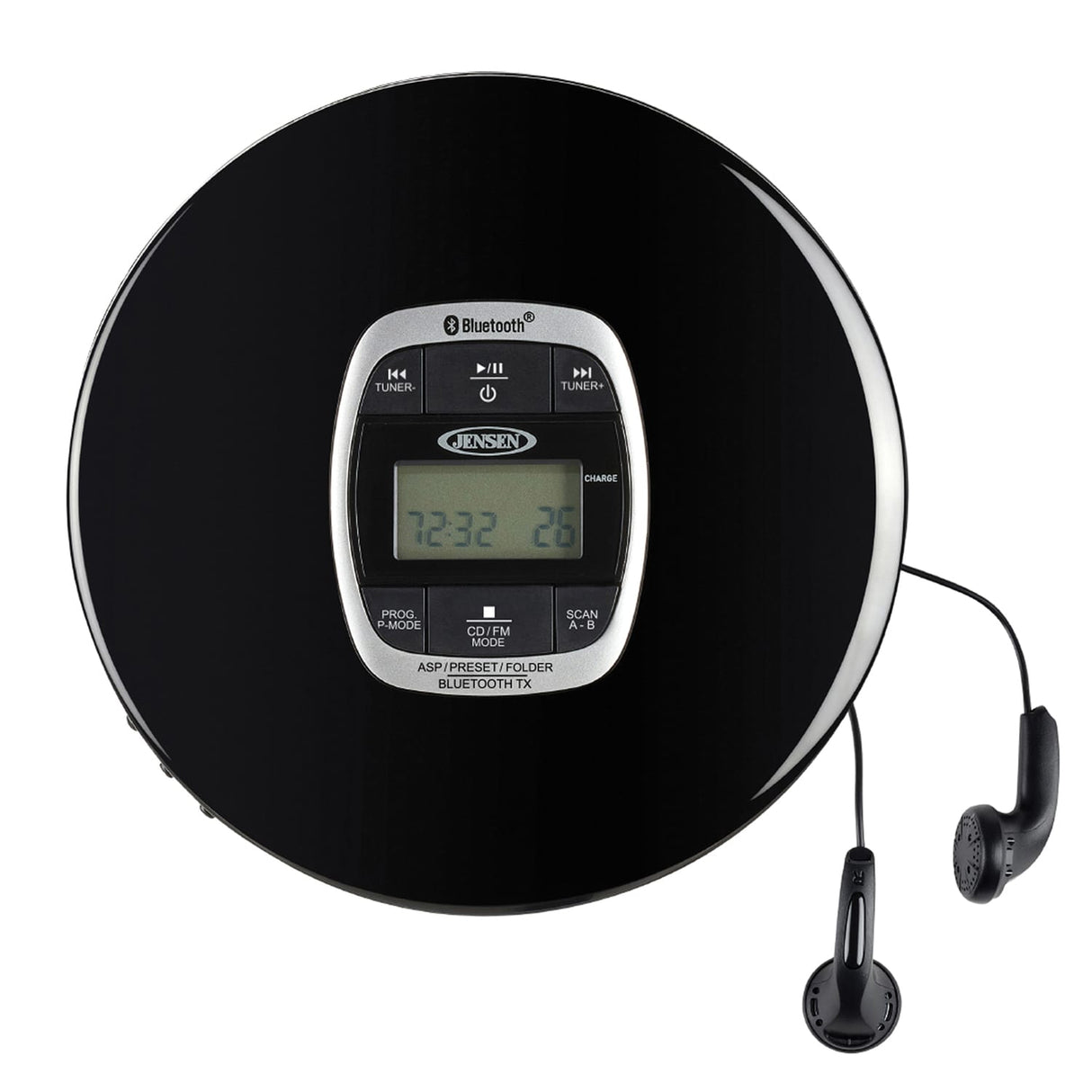 Jensen Personal Portable Bluetooth CD Player with Digital FM Radio and Earbuds