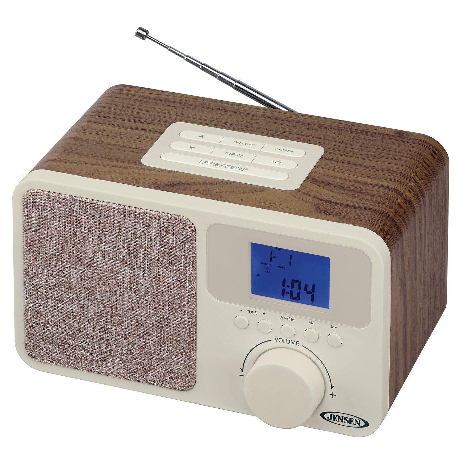 Jensen JCR-315 Digital AM/FM Dual-Alarm Clock Radio with Wood Cabinet
