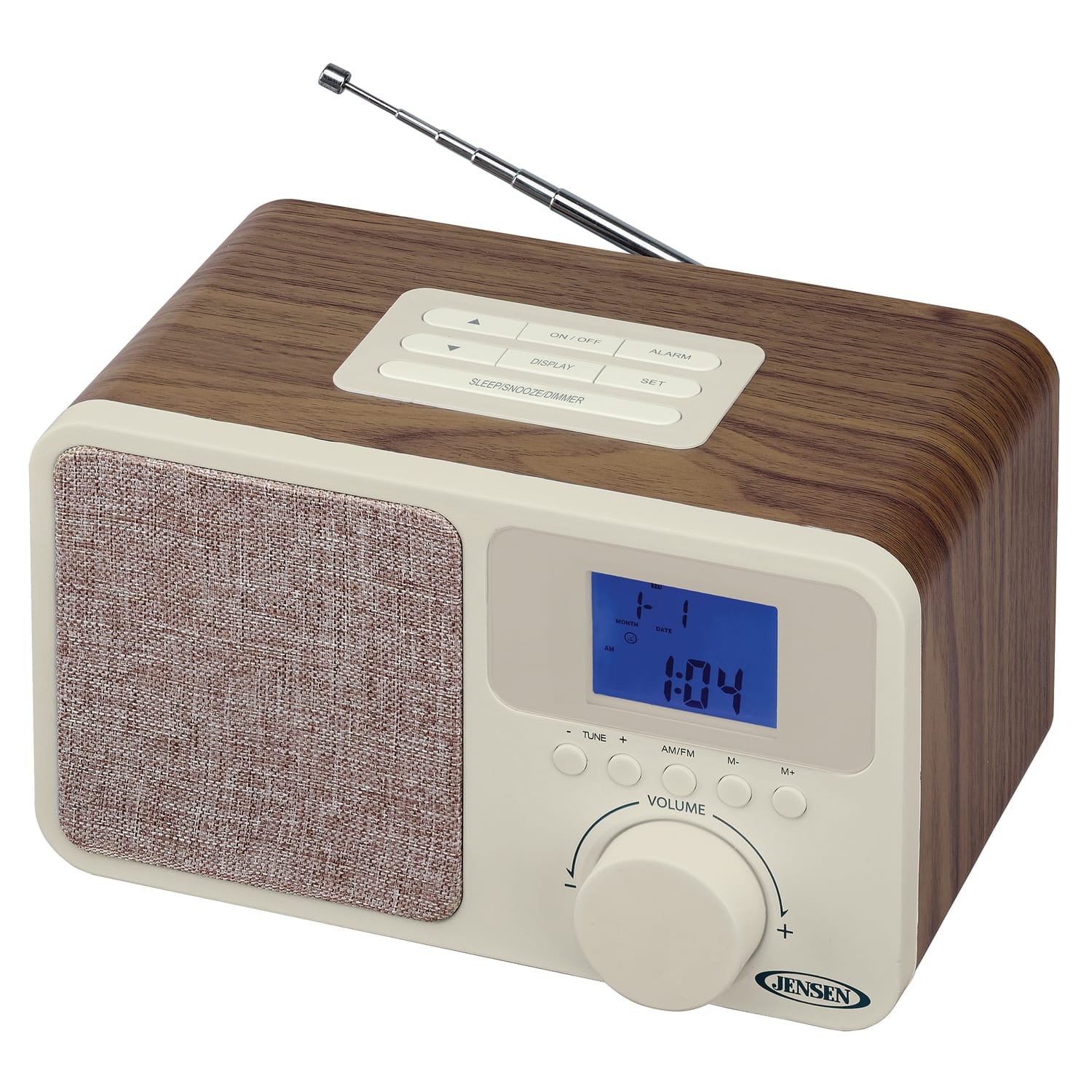 Jensen JCR-315 Digital AM/FM Dual-Alarm Clock Radio with Wood Cabinet