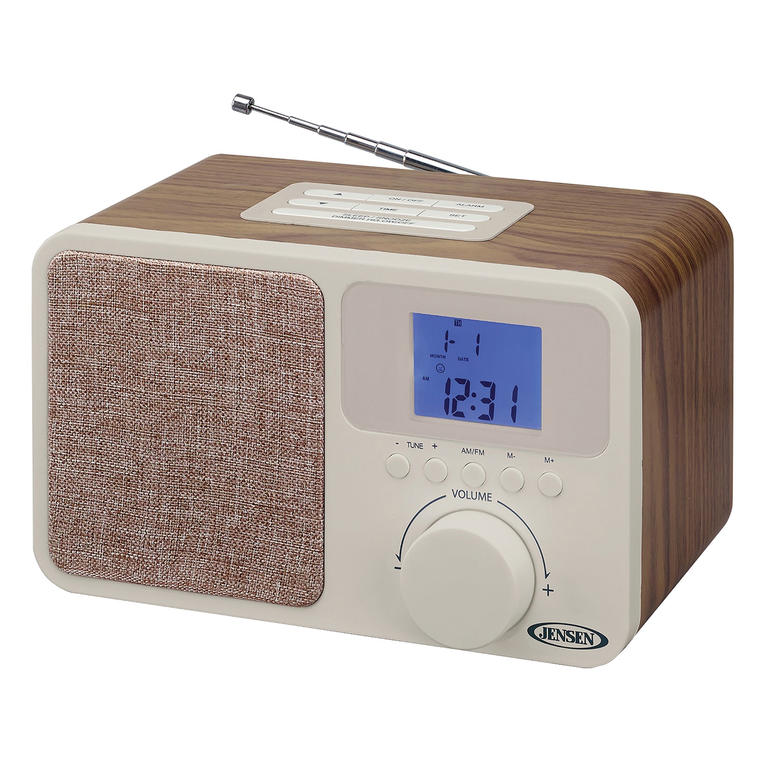 Jensen JCR-315 Digital AM/FM Dual-Alarm Clock Radio with Wood Cabinet