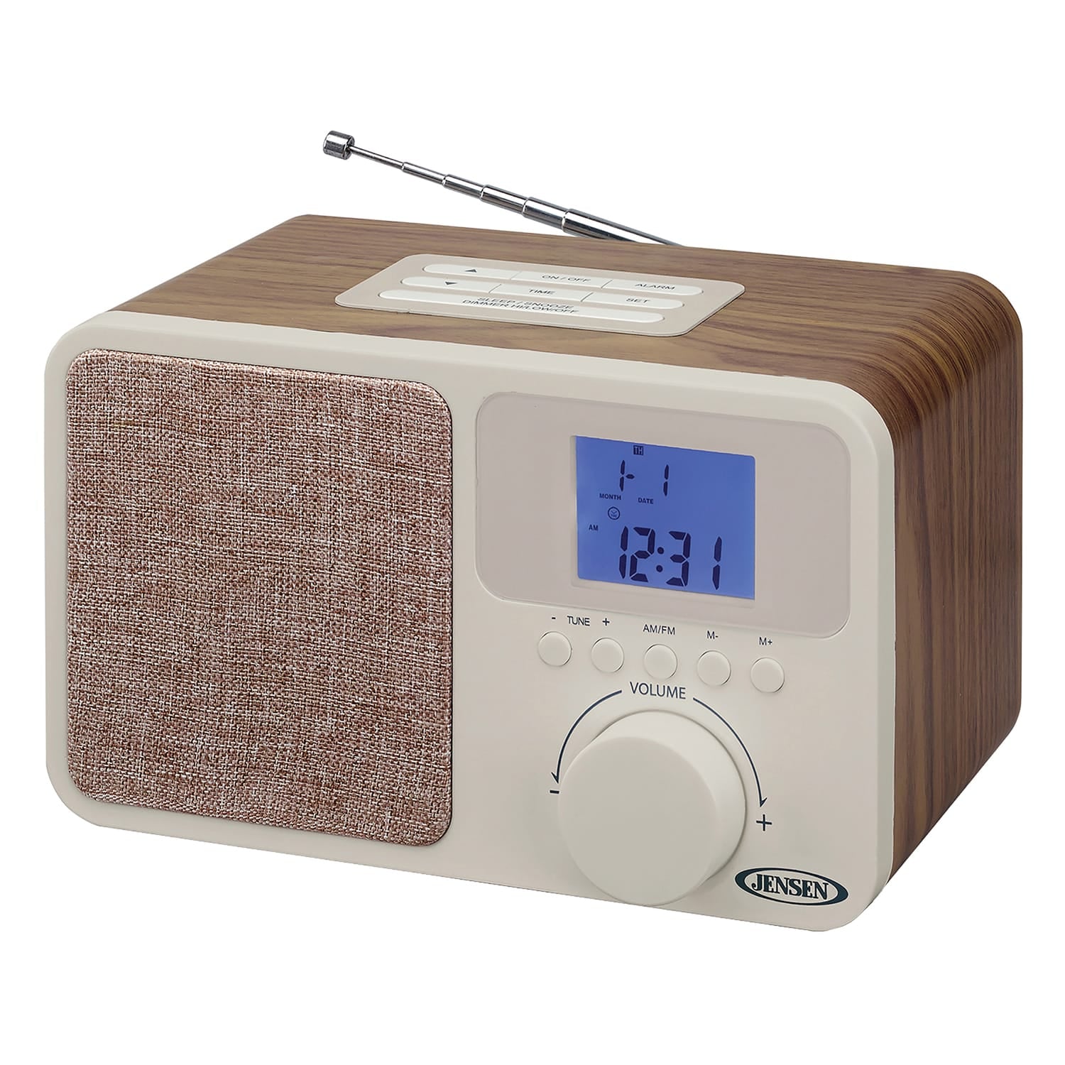Jensen JCR-315 Digital AM/FM Dual-Alarm Clock Radio with Wood Cabinet
