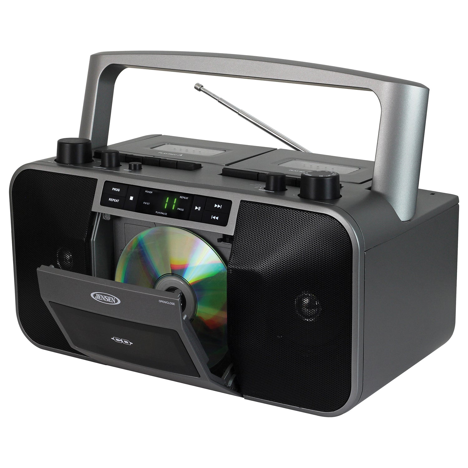 Jensen MCR-1500 Portable Stereo CD Player and Dual-Deck Cassette Player/Recorder with AM/FM Radio