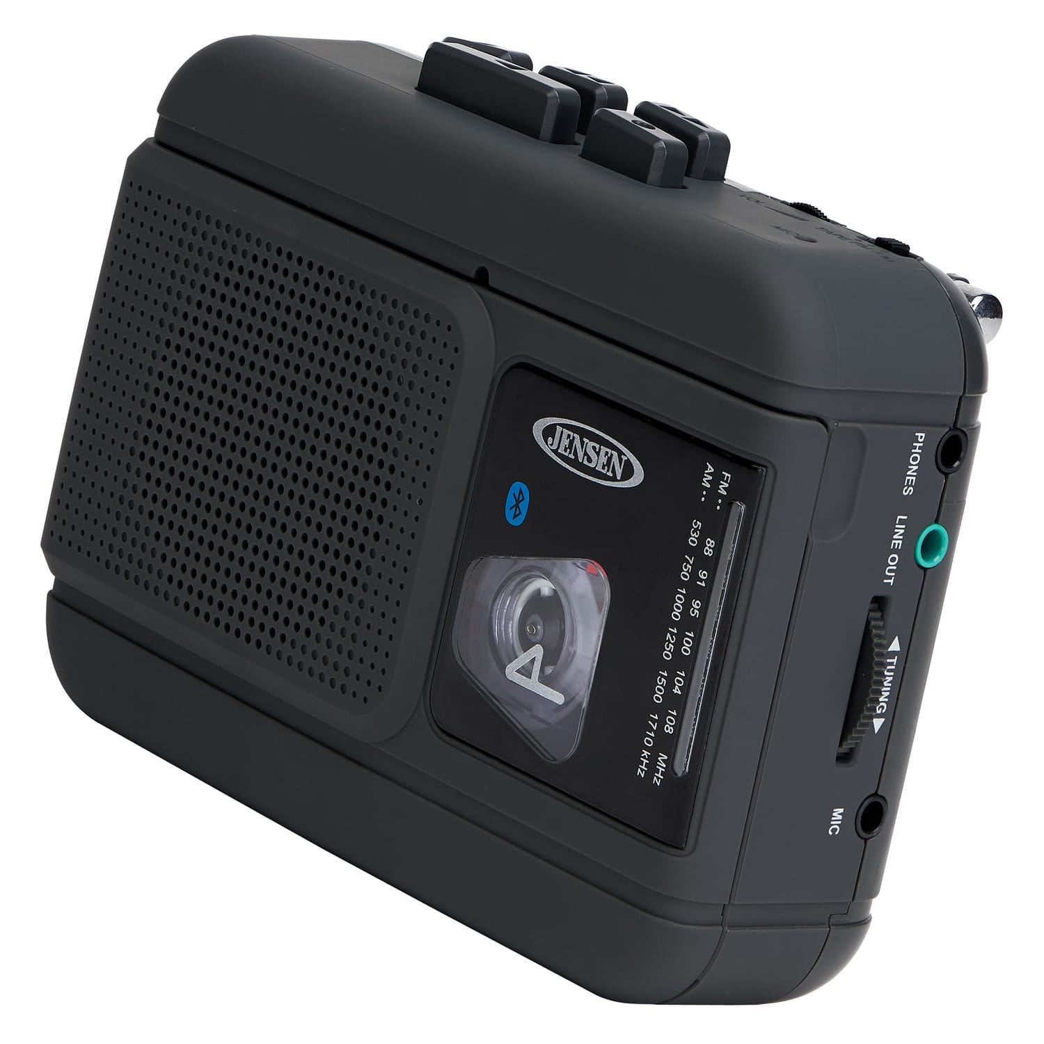 Jensen Portable Bluetooth Personal Cassette Player/Recorder with Built-in Speakers, AM/FM Radio, Line Output, and Earbuds, MCR-60