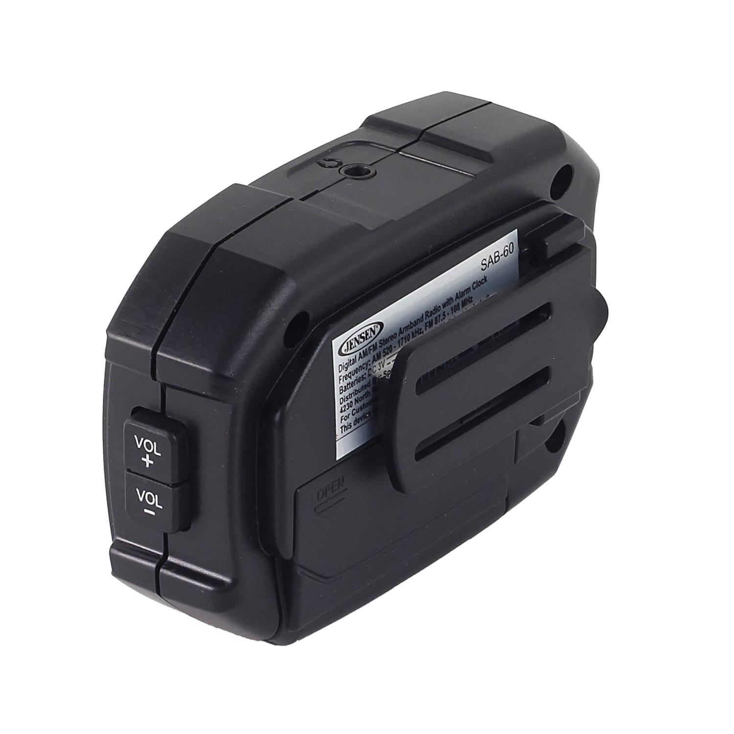 Jensen Armband Digital AM/FM Stereo Radio with Clock and Earbuds, Black, SAB-60