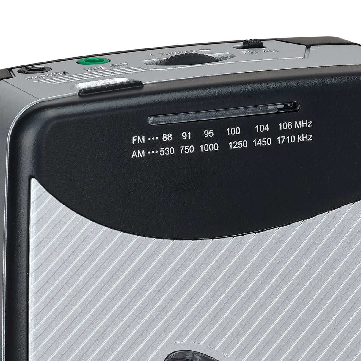 Jensen Portable Stereo Cassette Player with AM/FM Radio and Earbuds, SCR-75, Silver/Black