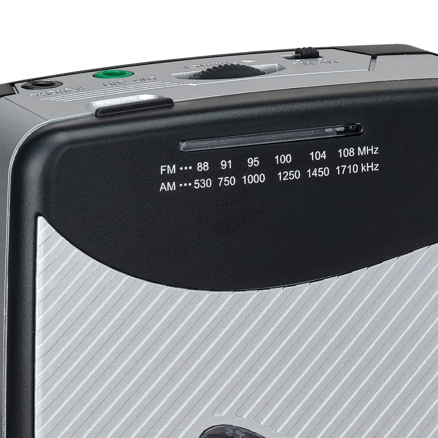 Jensen Portable Stereo Cassette Player with AM/FM Radio and Earbuds, SCR-75, Silver/Black