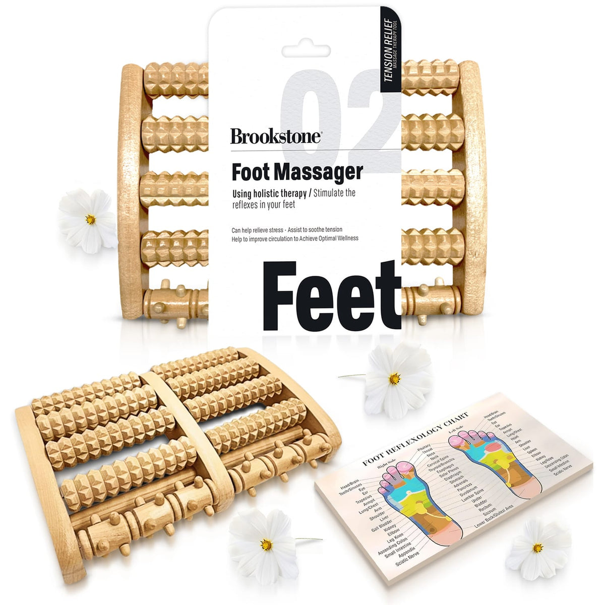 Brookstone Wooden Foot Massager, Large, Wood