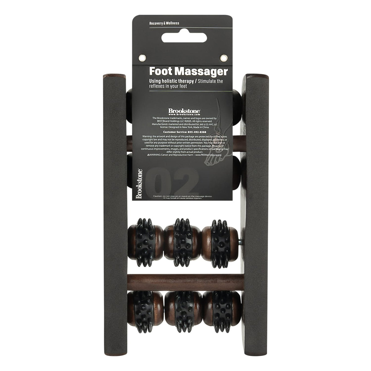 Brookstone Wooden Foot Massager, Brown