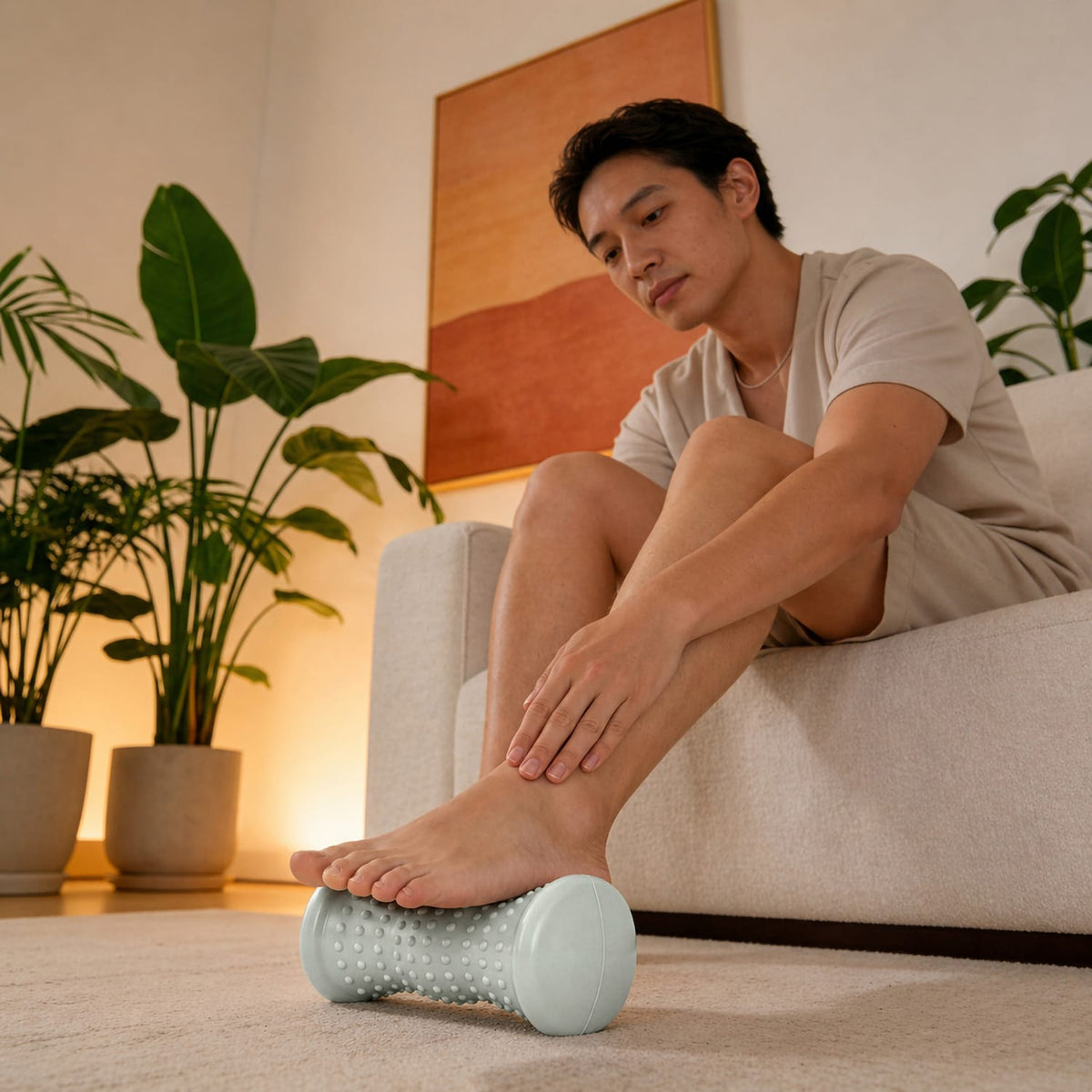 Brookstone Hot and Cold Foot Roller Massager, Gray
