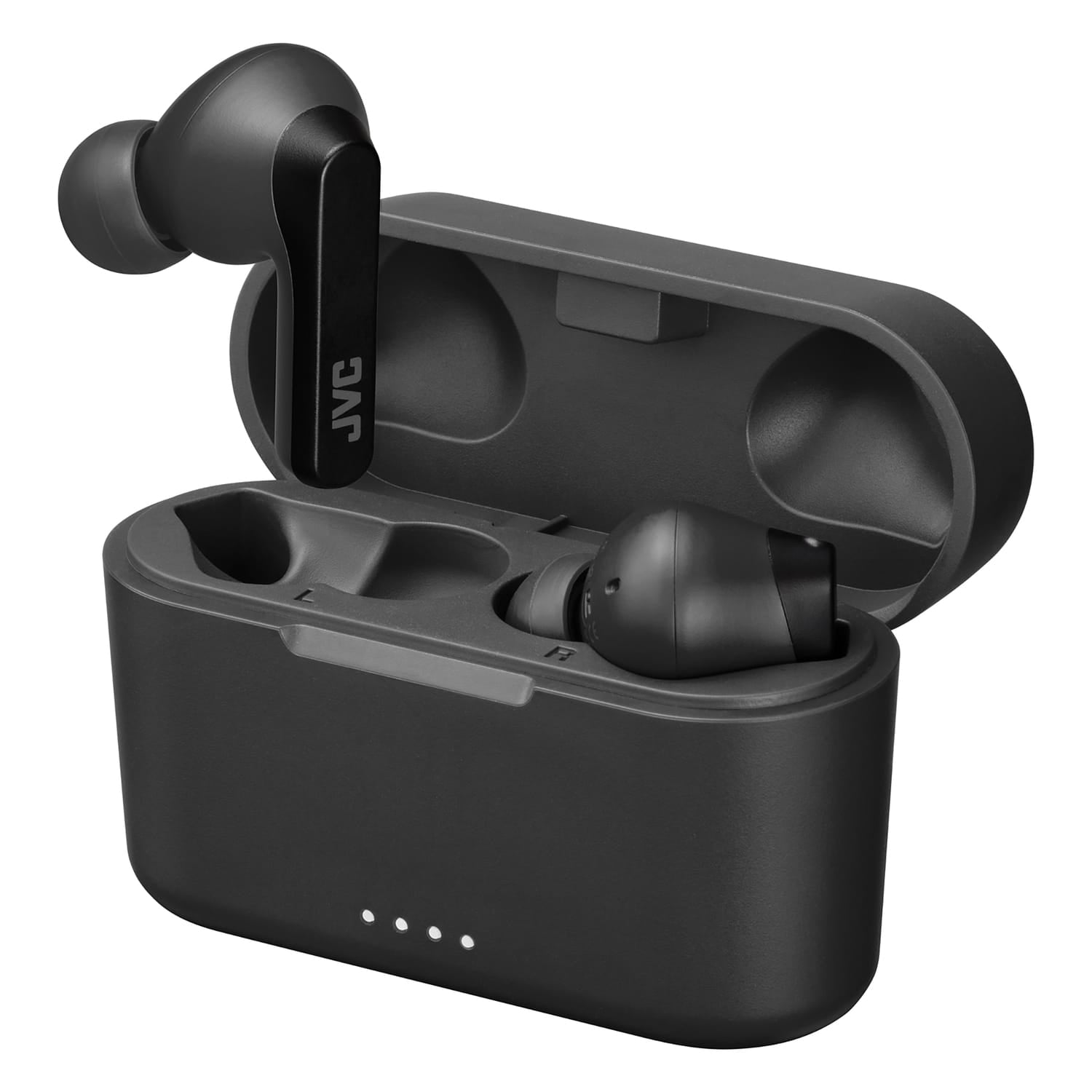 JVC RIPTIDZ TWS Bluetooth In-Ear Earbuds with Mic and Charging Case, up to 30 Hours Play Time, IPX5 Waterproof, HA-A9T, Black