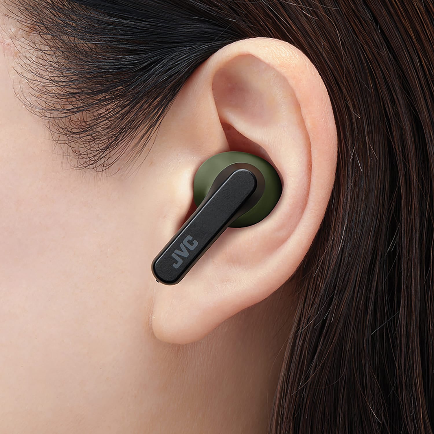 JVC RIPTIDZ TWS Bluetooth In-Ear Earbuds with Mic and Charging Case, up to 30 Hours Play Time, IPX5 Waterproof, HA-A9T, Olive