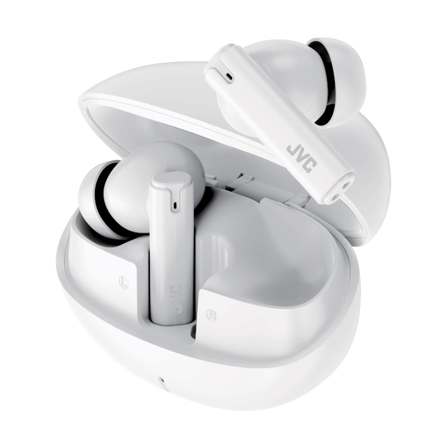 JVC TWS Bluetooth In-Ear Ultra-Compact Earbuds with Mic with Charging Case, up to 28 Hours Play Time, HA-D6T, White