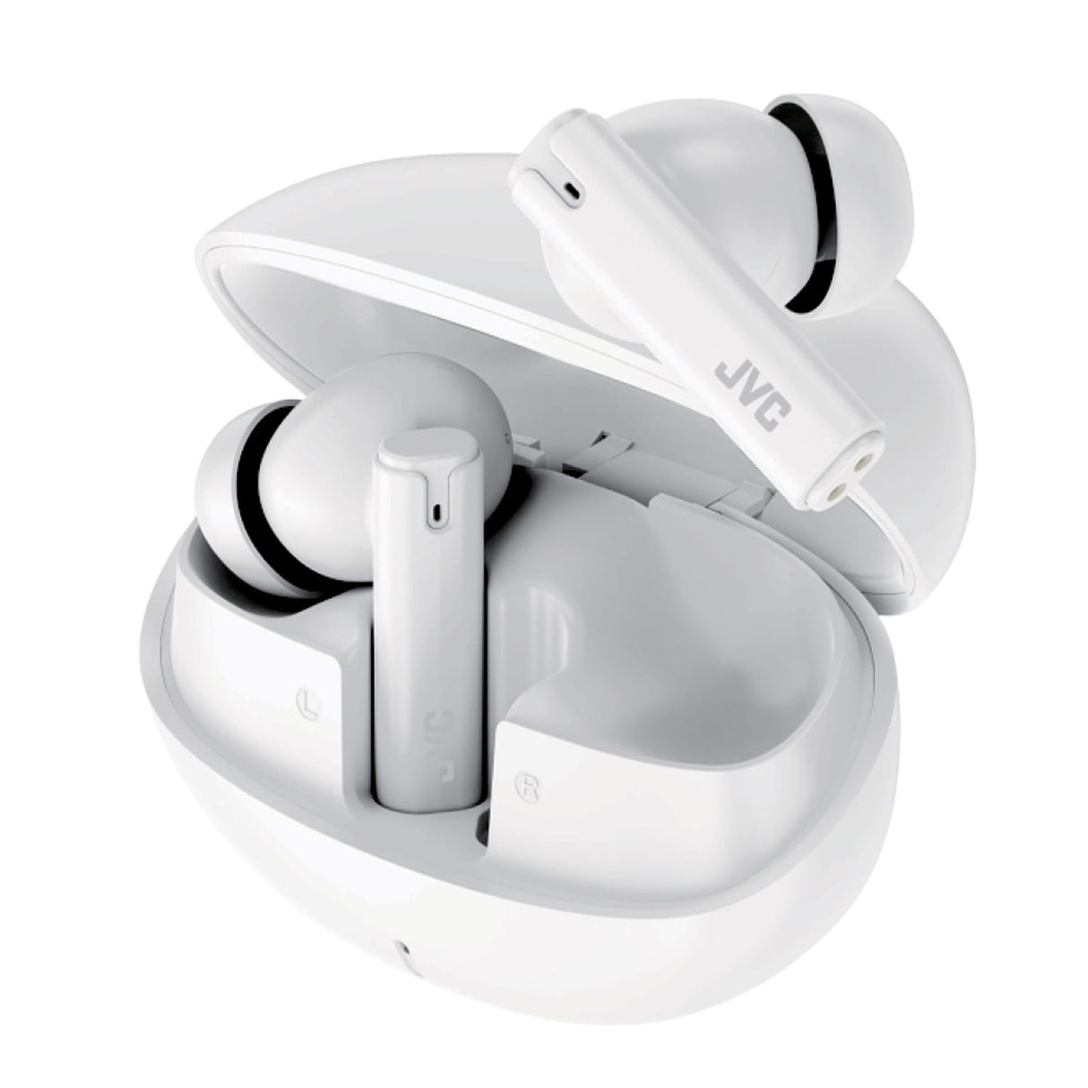 JVC TWS Bluetooth In-Ear Ultra-Compact Earbuds with Mic with Charging Case, up to 28 Hours Play Time, HA-D6T, White