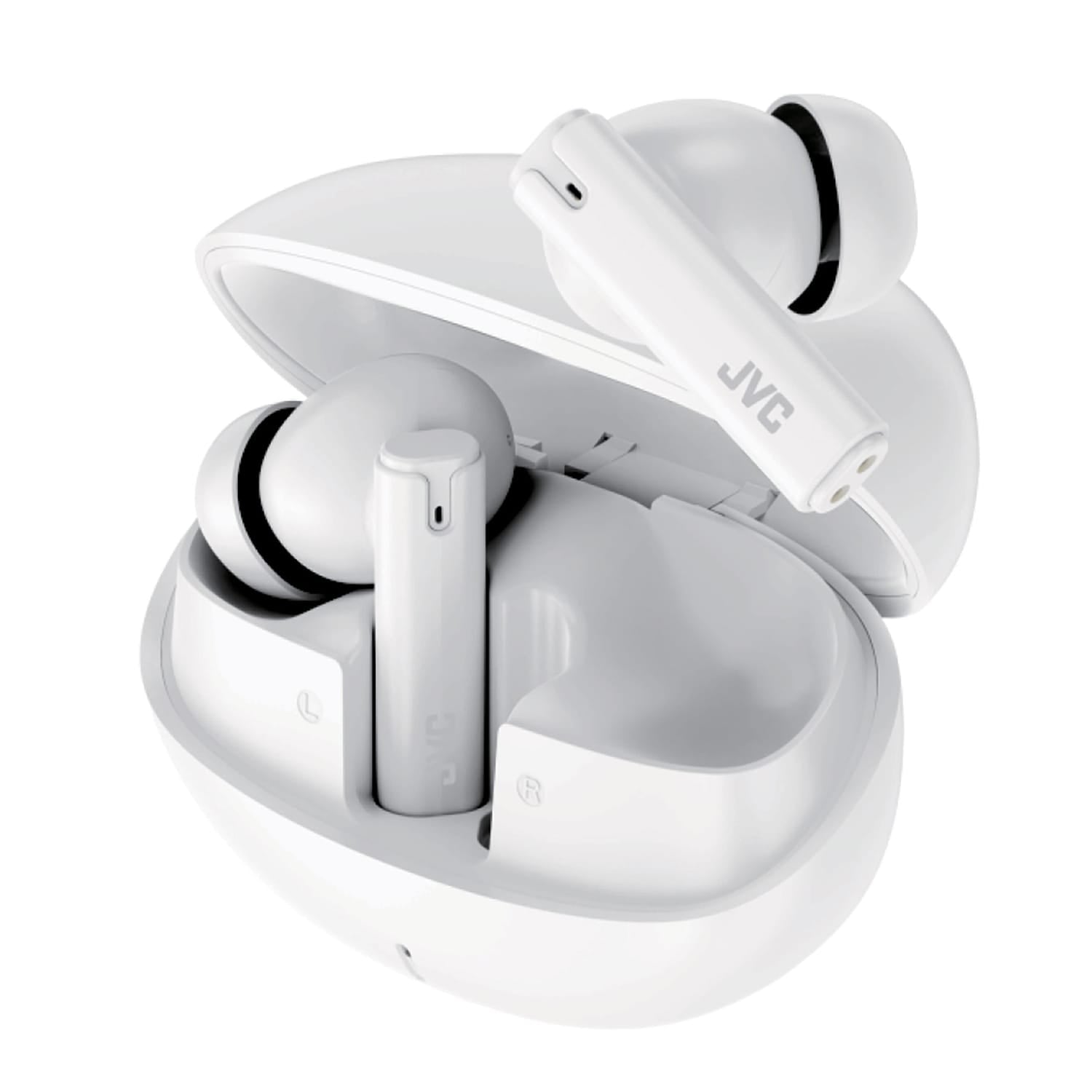 JVC TWS Bluetooth In-Ear Ultra-Compact Earbuds with Mic with Charging Case, up to 28 Hours Play Time, HA-D6T, White