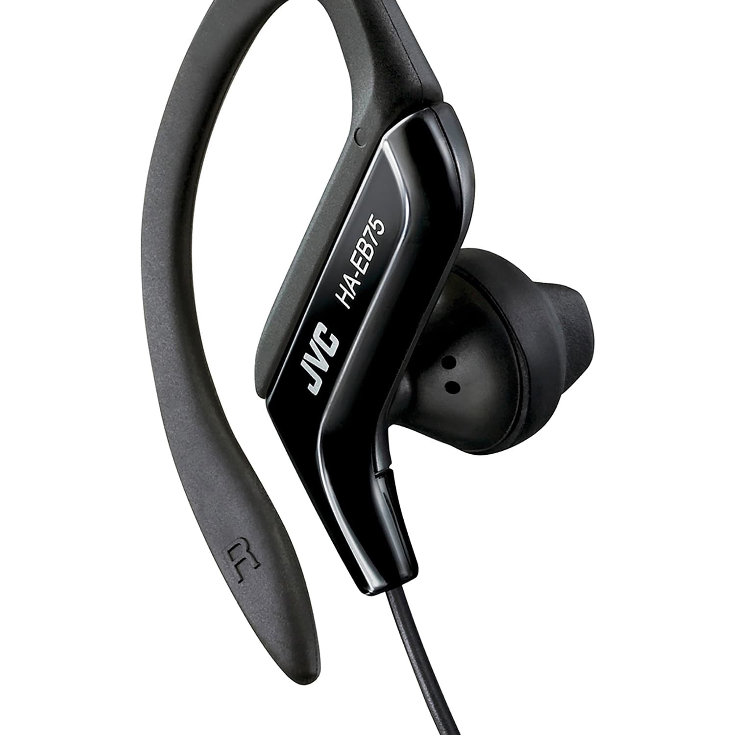 JVC Wired In-Ear Sport Earbuds with Adjustable Earclip Loops and 3.5-mm Connector, IPX2 Splashproof, HA-EB75, Black