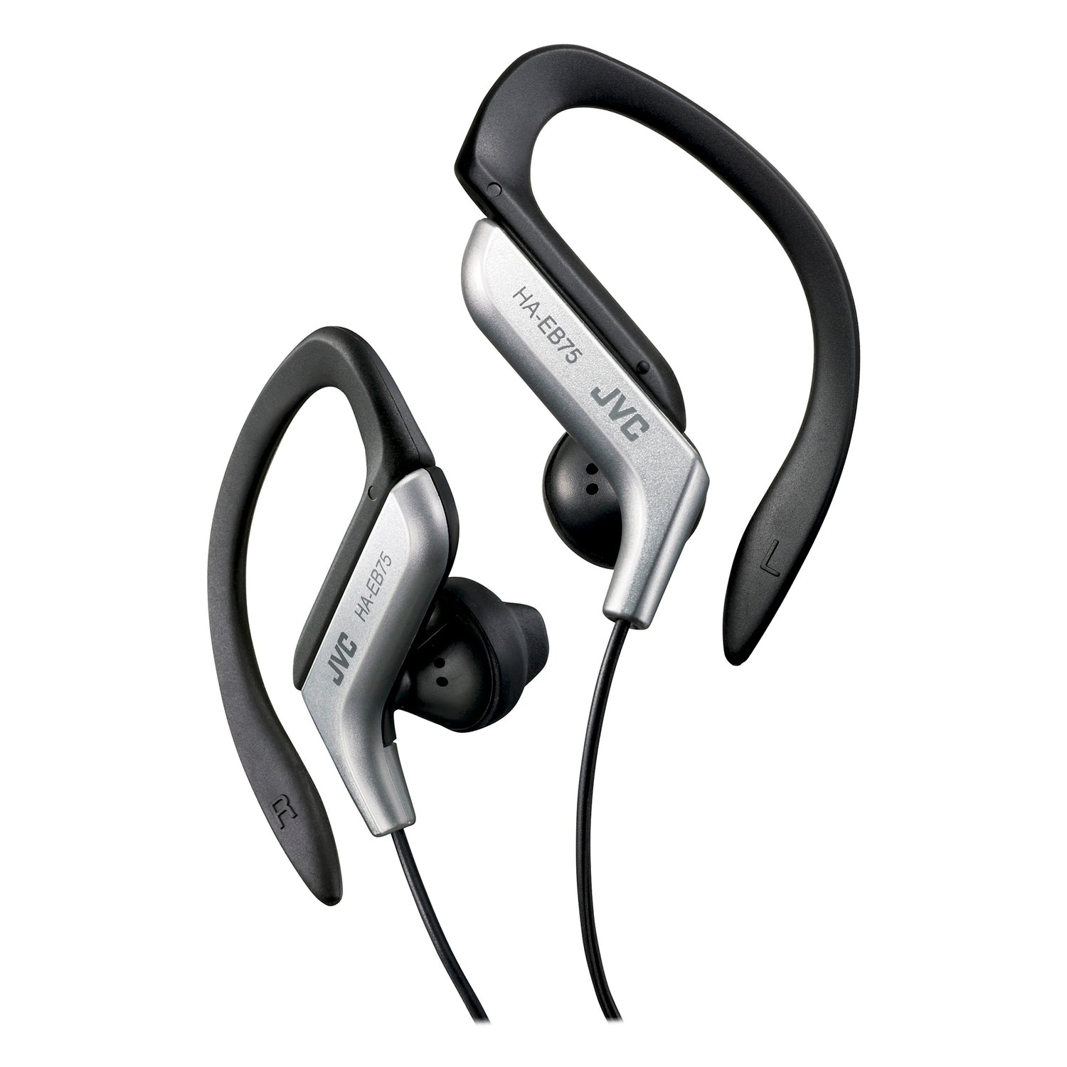 JVC Wired In-Ear Sport Earbuds with Adjustable Earclip Loops and 3.5-mm Connector, IPX2 Splashproof, HA-EB75, Silver
