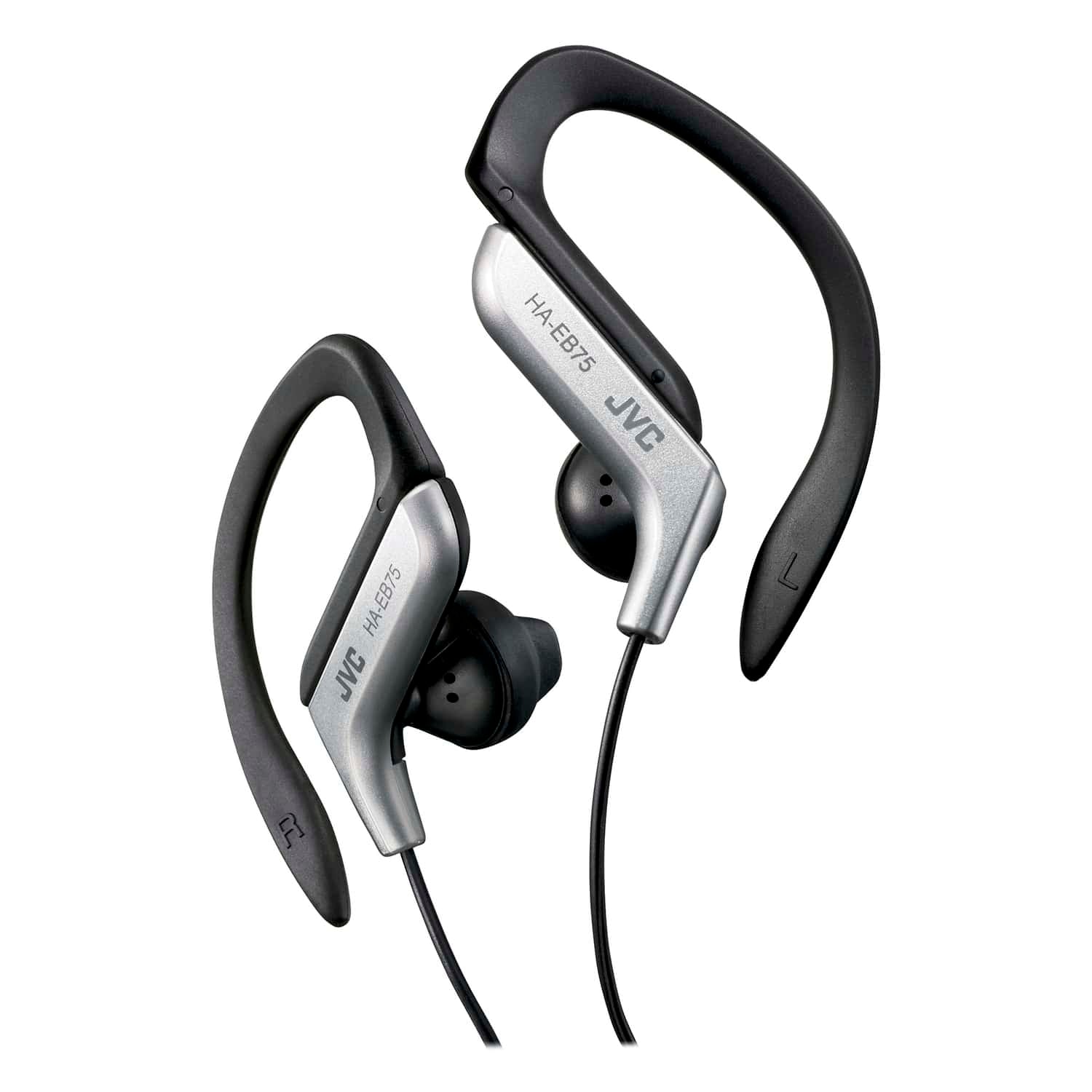JVC Wired In-Ear Sport Earbuds with Adjustable Earclip Loops and 3.5-mm Connector, IPX2 Splashproof, HA-EB75, Silver