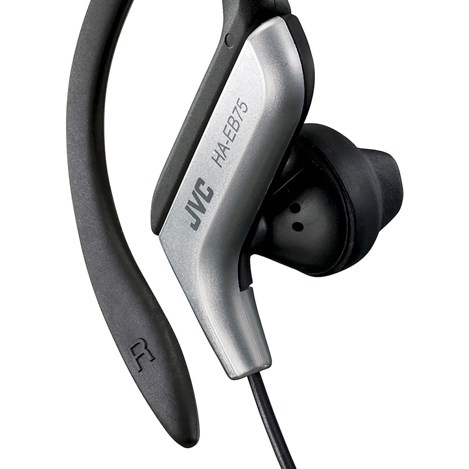 JVC Wired In-Ear Sport Earbuds with Adjustable Earclip Loops and 3.5-mm Connector, IPX2 Splashproof, HA-EB75, Silver