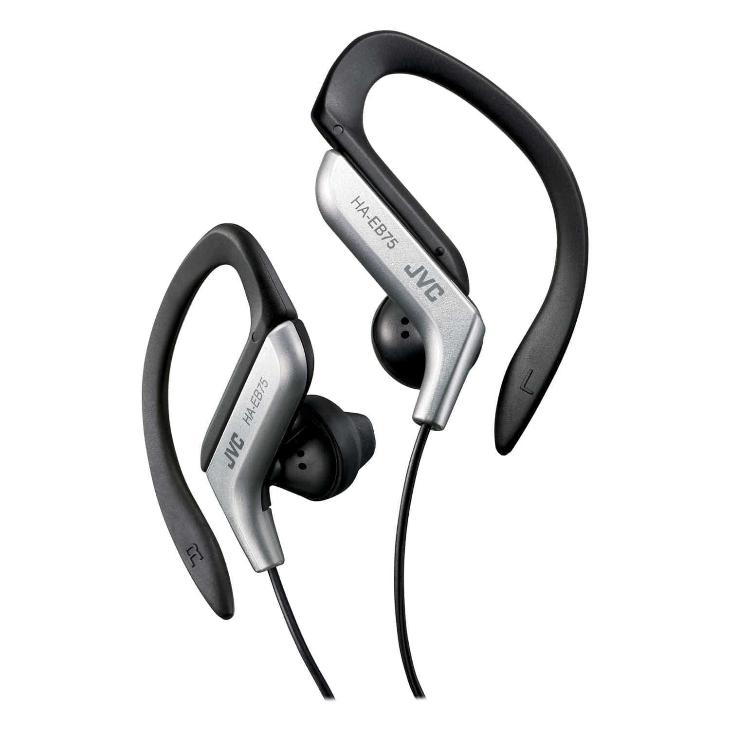 JVC Wired In-Ear Sport Earbuds with Adjustable Earclip Loops and 3.5-mm Connector, IPX2 Splashproof, HA-EB75, Silver