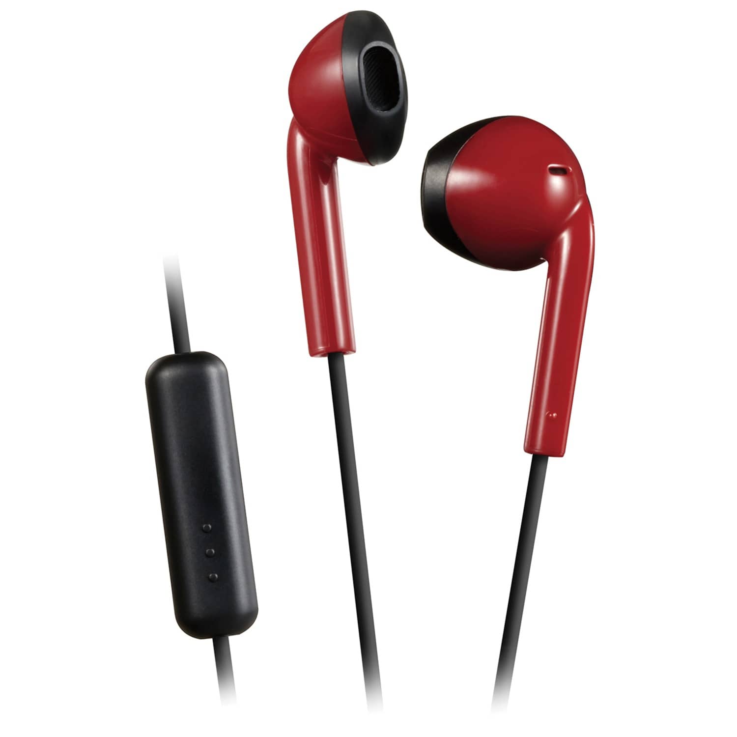 JVC Wired Retro In-Ear Earbuds with In-Line Mic/Remote and 3.5-mm Connector, HAF19M, Red