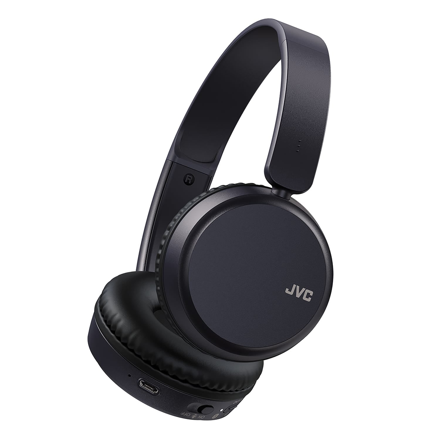 JVC Bluetooth Folding On-Ear Headphones with Mic, Deep Bass, up to 35 Hours Play Time, HA-S36W, Blue
