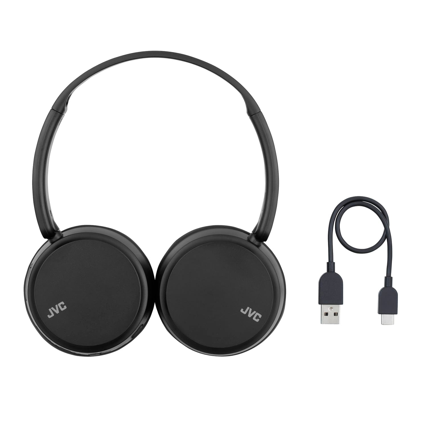 JVC Bluetooth Folding On-Ear Headphones with Mic, Deep Bass, up to 35 Hours Play Time, HA-S36W, Black