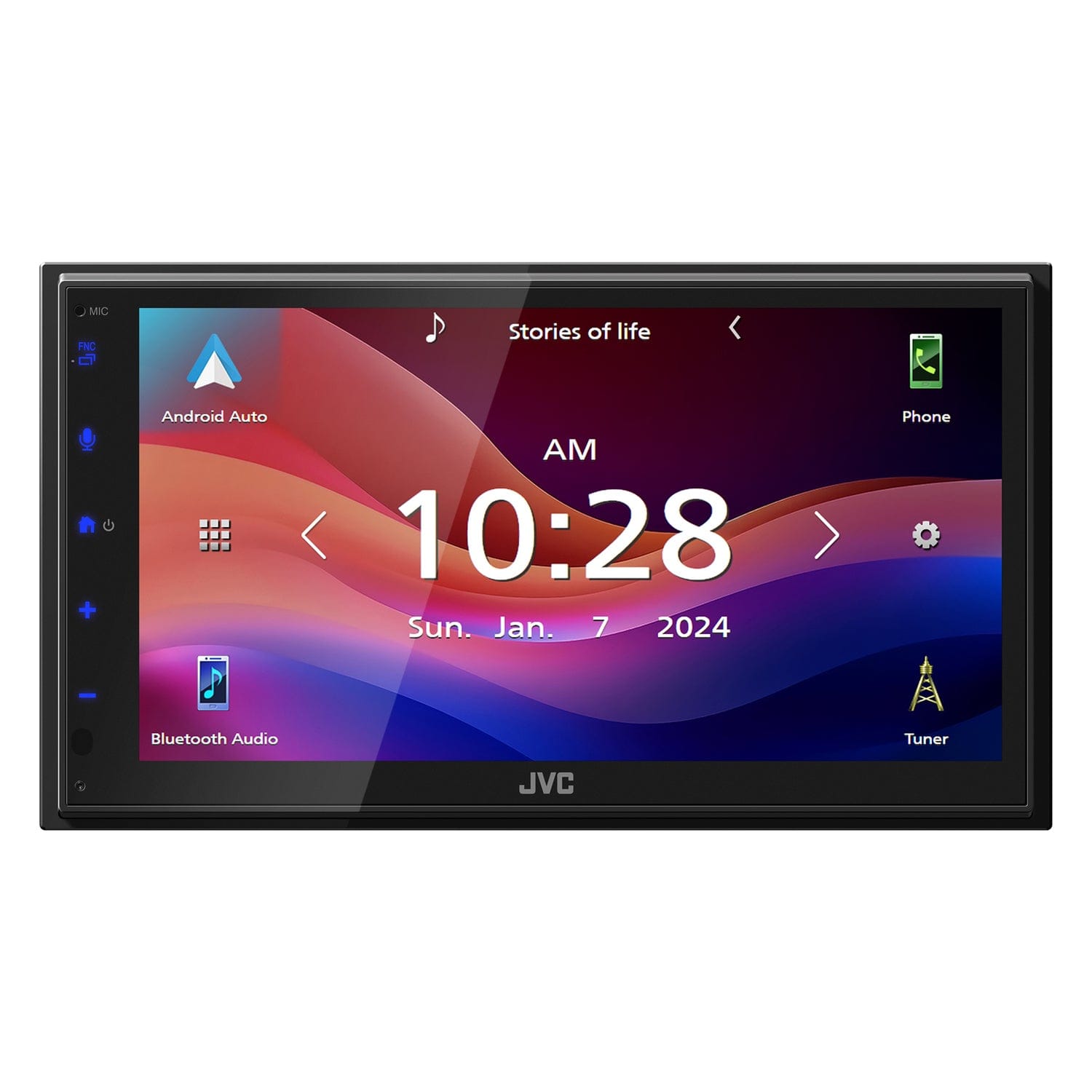 JVC KW-M595BT 6.8-In. Car In-Dash Unit, Double-DIN/Single-DIN Digital Receiver with WSVGA Touch Screen, Android Auto/Apple CarPlay, and SiriusXM Ready