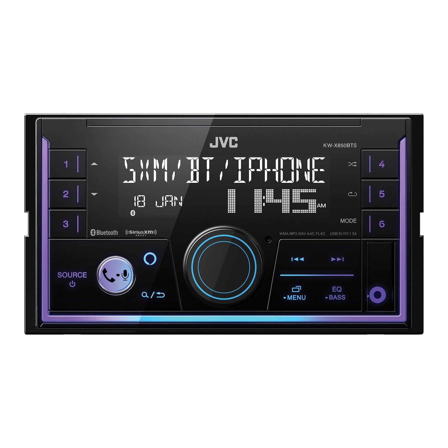 JVC KW-X850BTS Car In-Dash Unit, Double-DIN Digital Receiver with Alexa Built-in and SiriusXM Ready