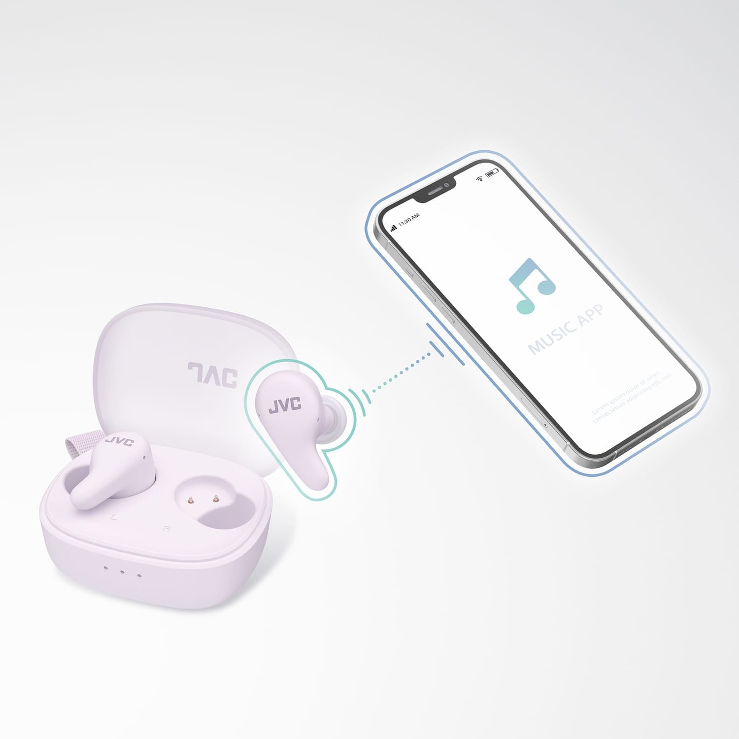 JVC Gumy Premium TWS Bluetooth Earbuds with Mic and Charging Case, ANC, up to 26 Hours Play Time, IPX4 Waterproof, HAA23T, Violet
