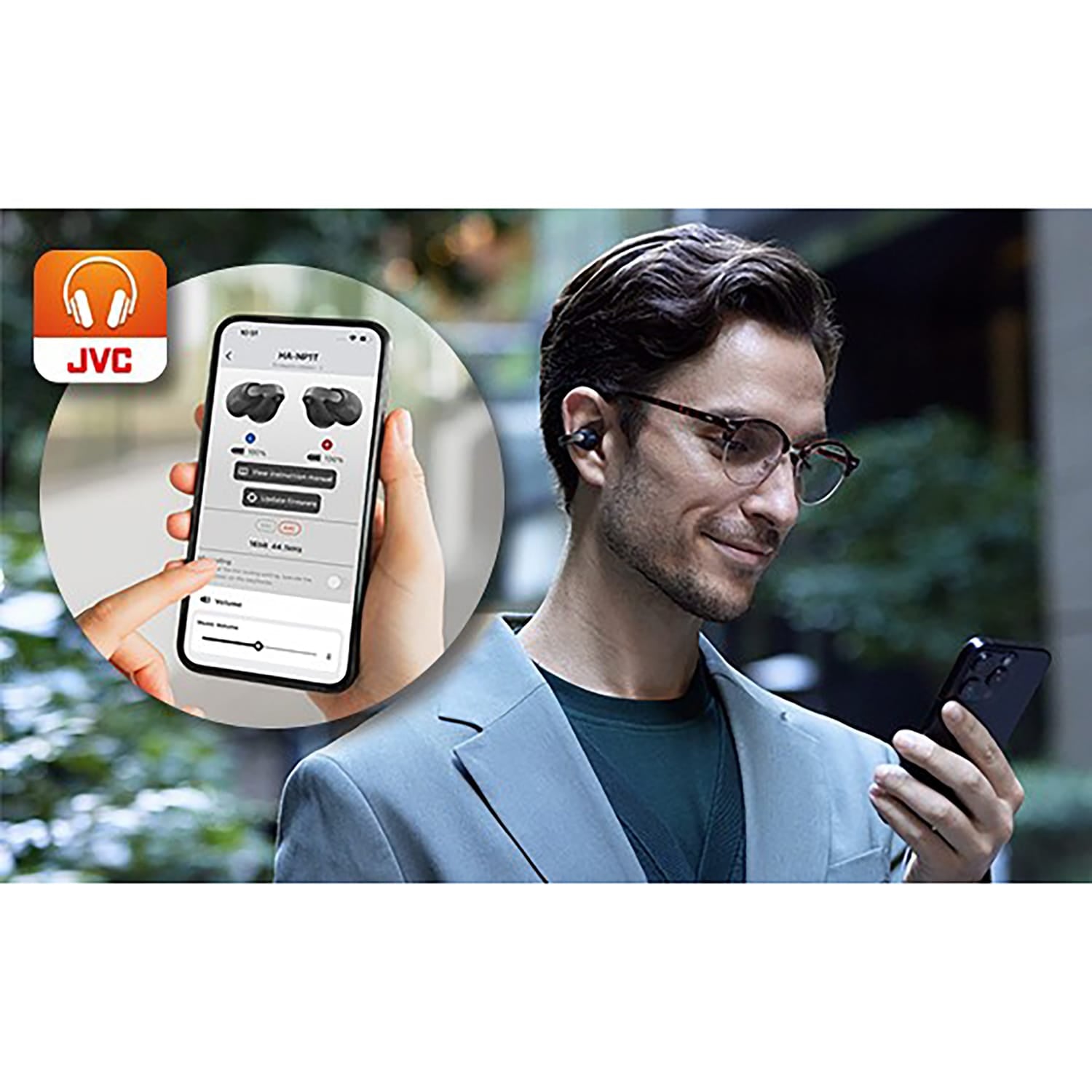 JVC Nearphones TWS Bluetooth Open-Ear Earcuff Earbuds with Mic and Charging Case, up to 24 Hours Play Time, IPX4 Waterproof, HA-NP1T, Black