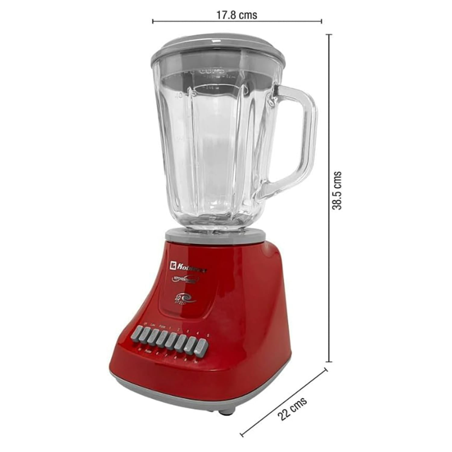 Koblenz Gourmet 500-Watt 10-Speed 50-Oz. Blender with Glass Jar, Red