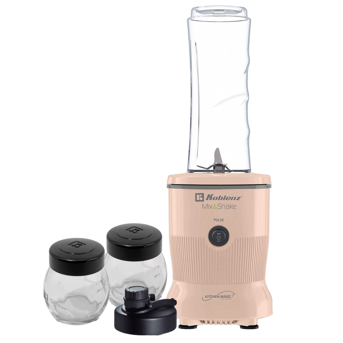 Koblenz 600-Watt 20.2-Oz. Personal Mix and Shake Blender Kit, Salmon
