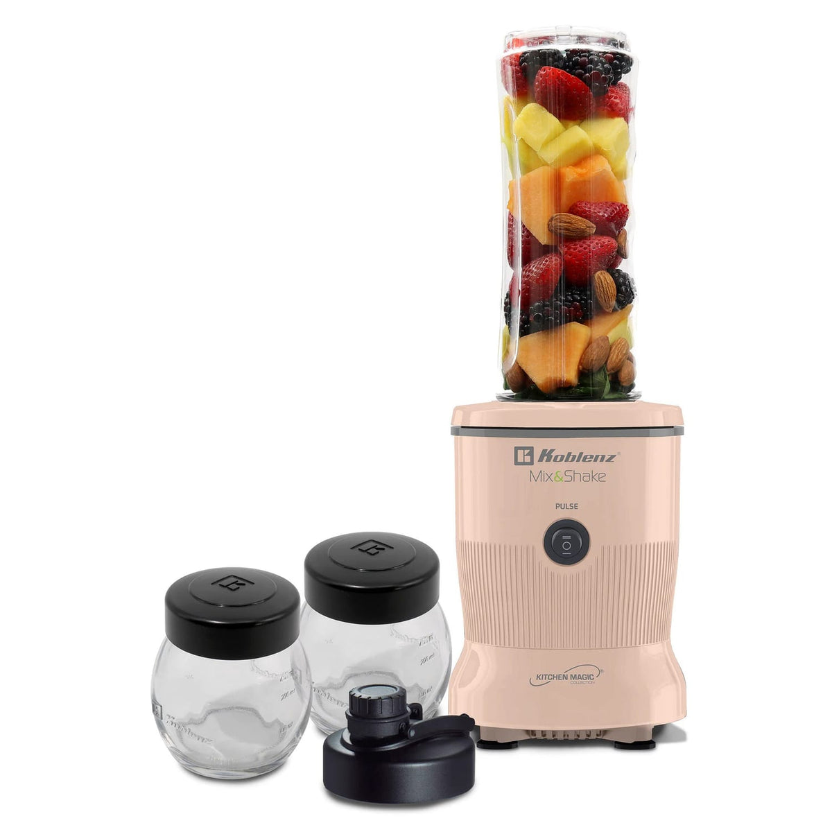 Koblenz 600-Watt 20.2-Oz. Personal Mix and Shake Blender Kit, Salmon