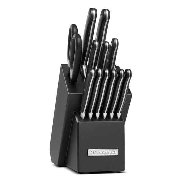 KitchenAid Classic Forged 14 Piece Triple Rivet Cutlery Set, Onyx Black