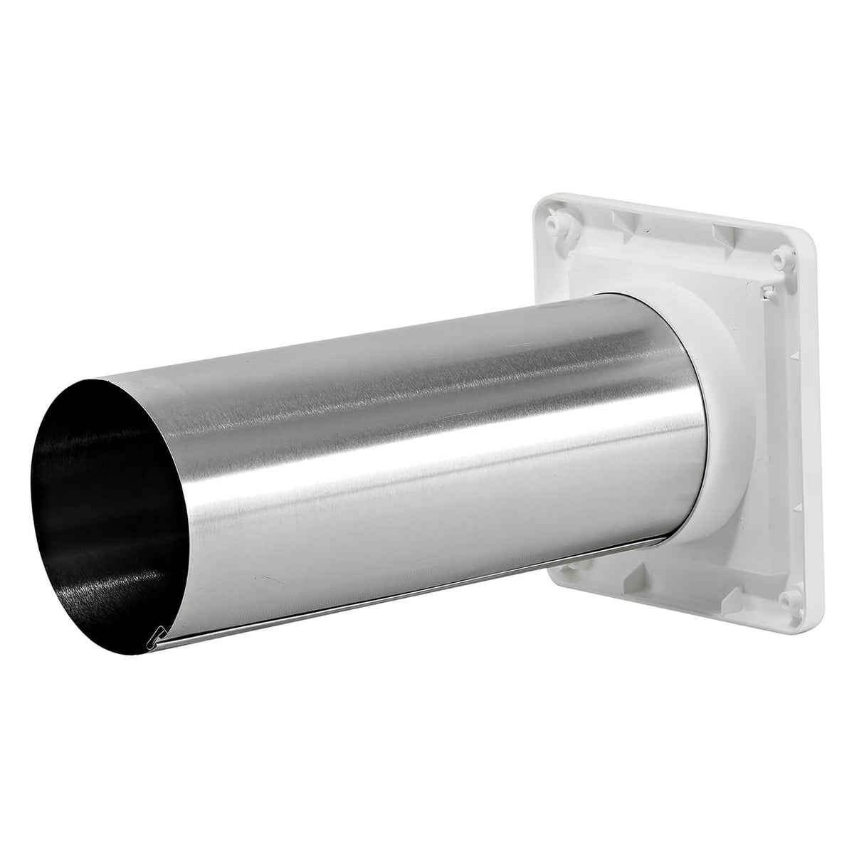 Lambro 4-In. Plastic Wall Exhaust Dryer Vent with Single Flap and 11-in. Pipe, White, 1422WTP-R