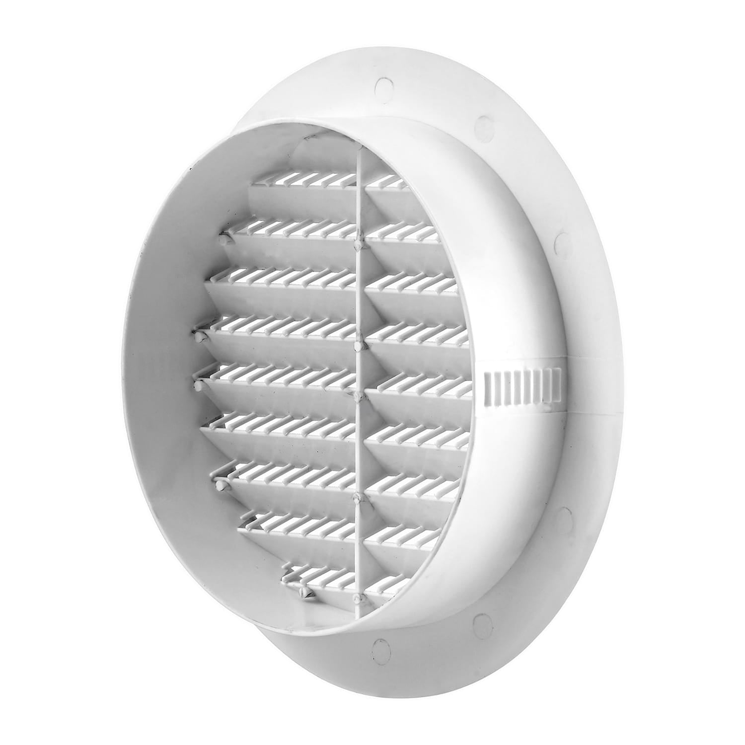 Lambro Plastic Flush-Mount Round Vent with Friction-Fit Collar, White, 6 In.