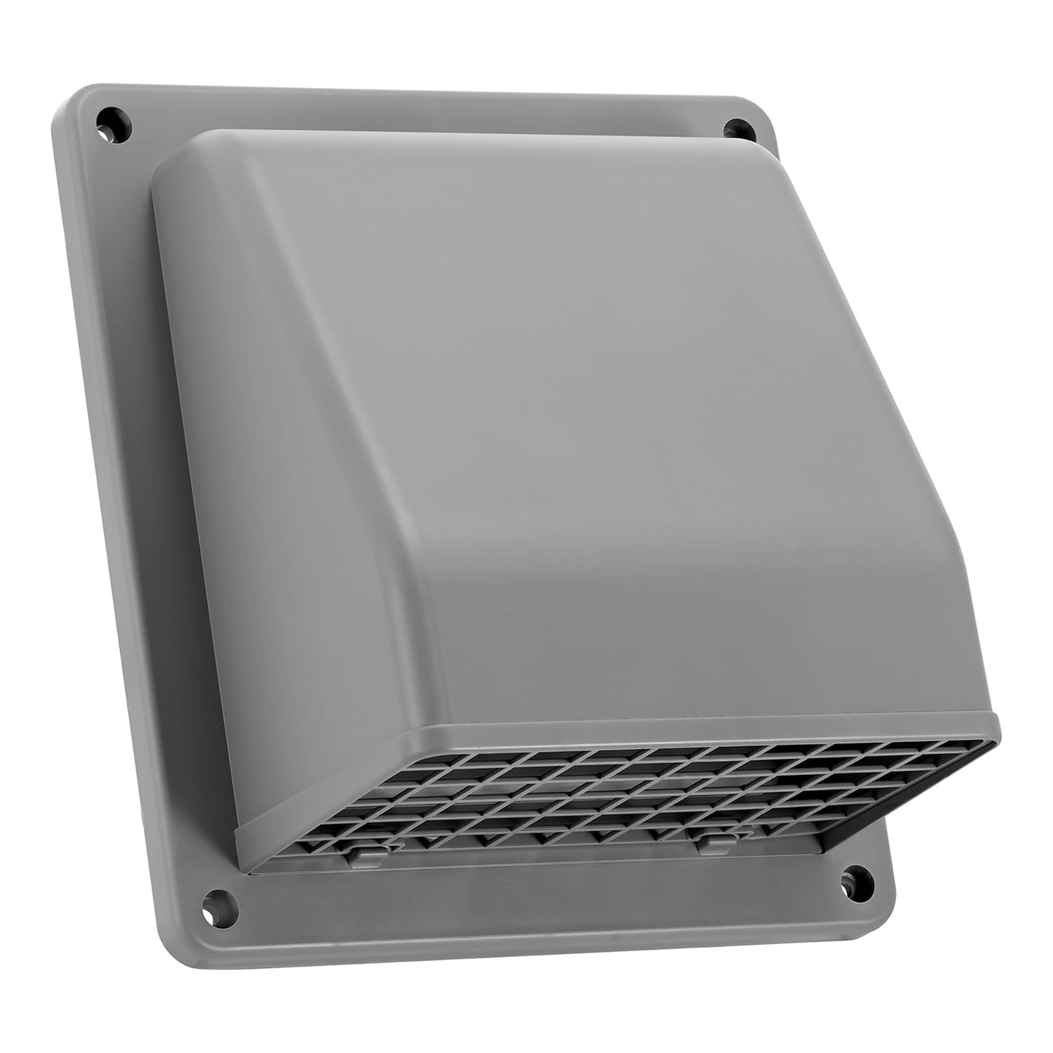 Lambro 6-In. Plastic Wall Exhaust or Air Intake Vent with Hinged Screen, Removable Damper, and 1.25-In. Collar, 3510, Gray