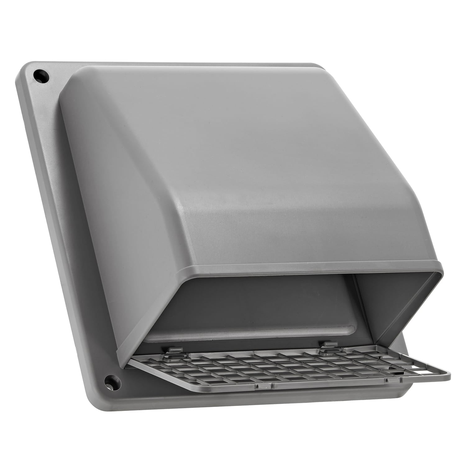 Lambro 6-In. Plastic Wall Exhaust or Air Intake Vent with Hinged Screen, Removable Damper, and 1.25-In. Collar, 3510, Gray