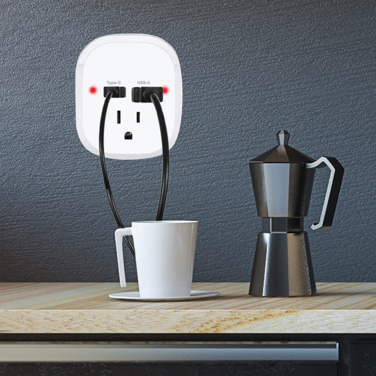 Ciao Tech 2-AC Outlet and 2-USB Port 540-Joules Travel Charger Surge Protector Wall Tap, CPATT00-071