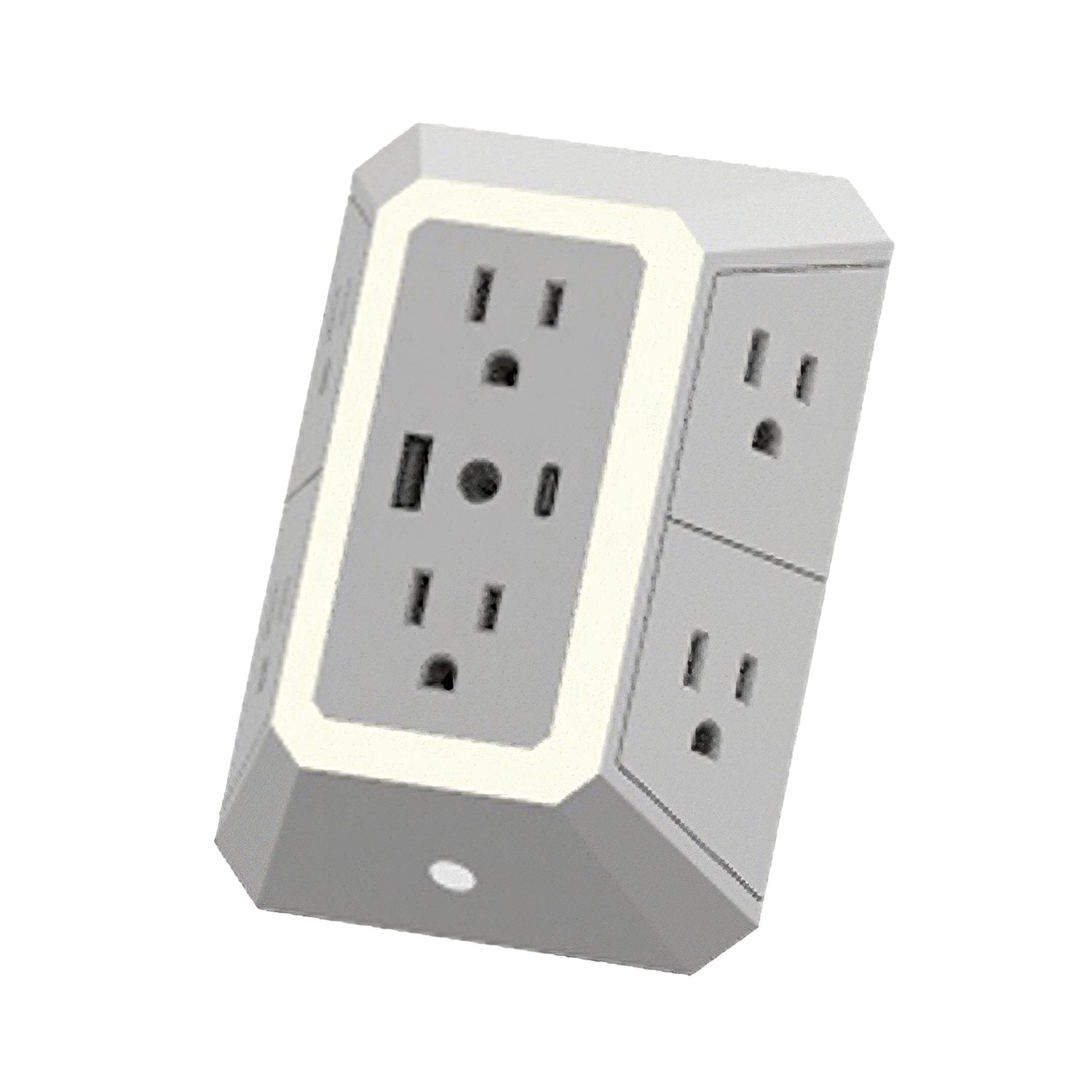 Ciao Tech 6-AC Outlet and 2-USB Port 540-Joules Surge Protector Wall Tap with Adjustable LED Night-Light, CPAZY00-026
