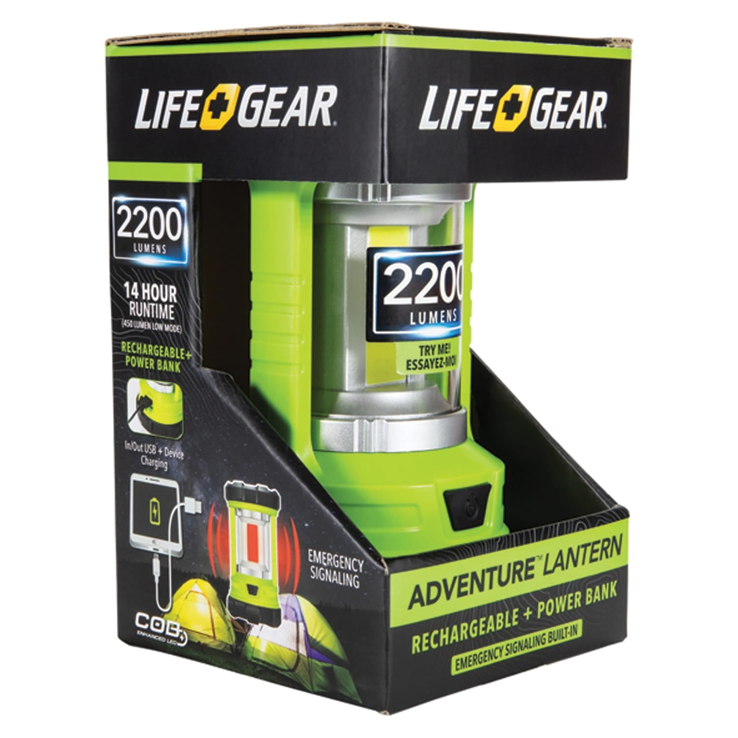 LifeGear 2200-Lumen USB Rechargeable Lantern and Power Bank