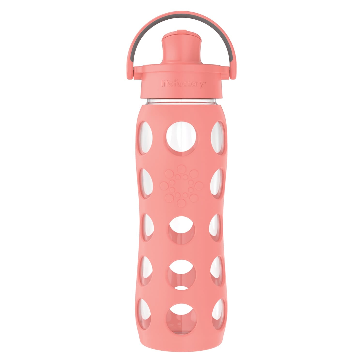 Lifefactory 22-Oz. Glass Water Bottle with Active Flip Cap and Protective Silicone Sleeve, Cantaloupe