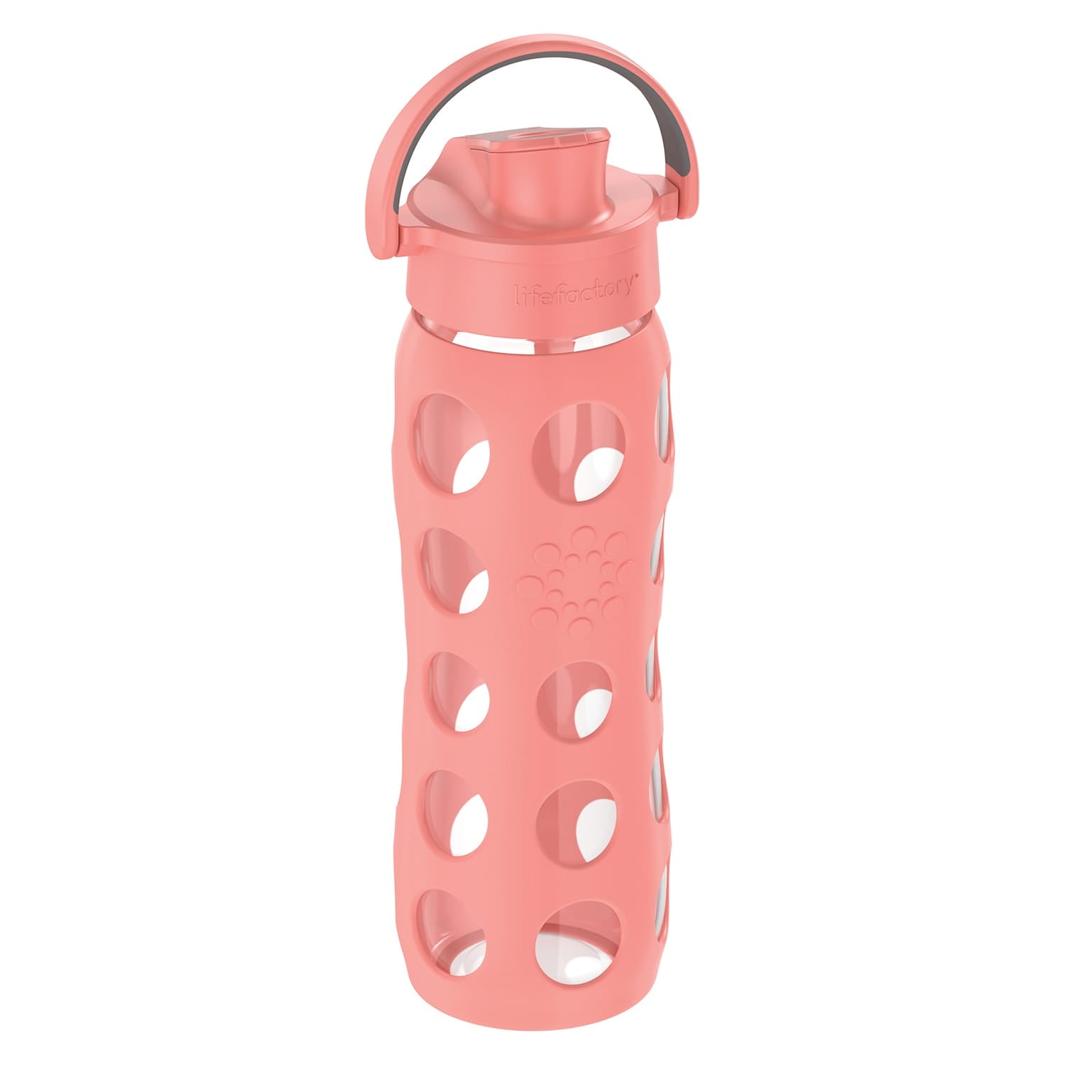 Lifefactory 22-Oz. Glass Water Bottle with Active Flip Cap and Protective Silicone Sleeve, Cantaloupe