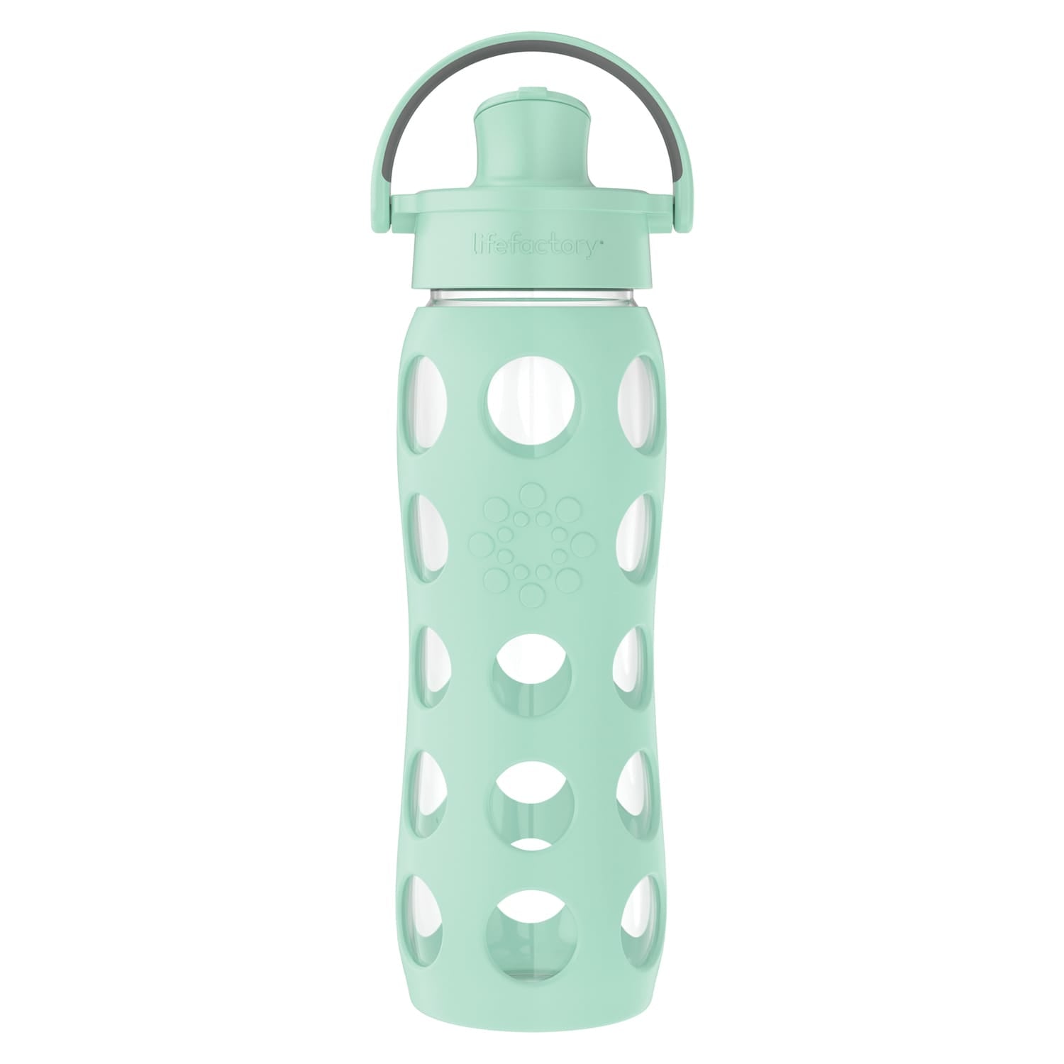 Lifefactory 22-Oz. Glass Water Bottle with Active Flip Cap and Protective Silicone Sleeve, Mint