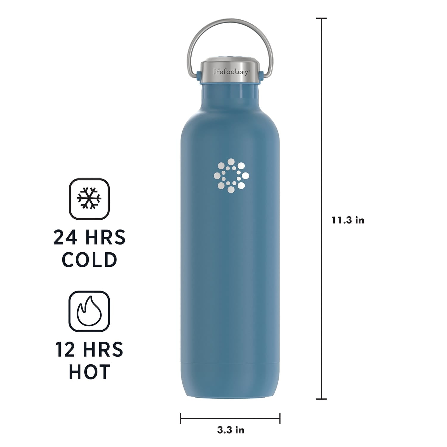 Lifefactory 32-Oz. Stainless Steel Vacuum-Insulated Sport Bottle, Dark Denim