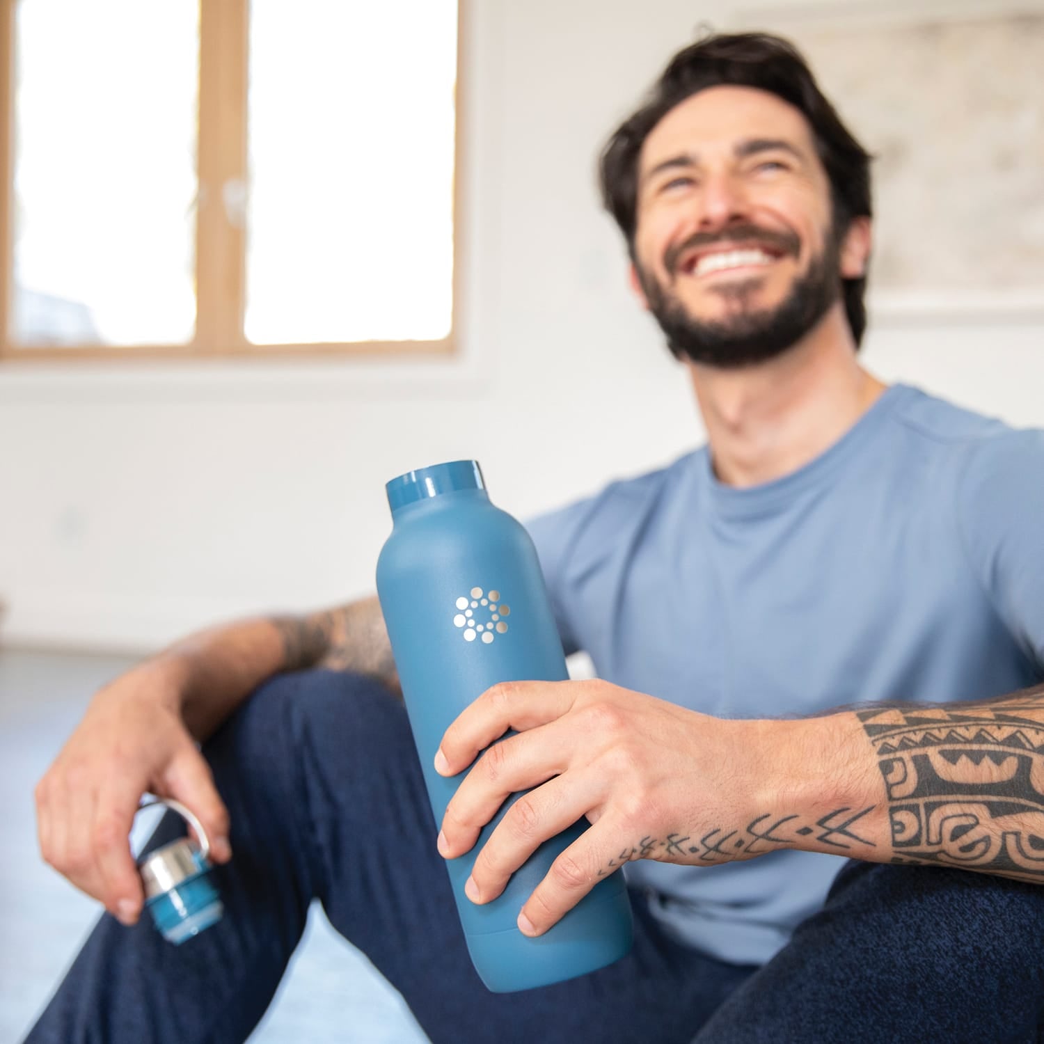 Lifefactory 32-Oz. Stainless Steel Vacuum-Insulated Sport Bottle, Dark Denim